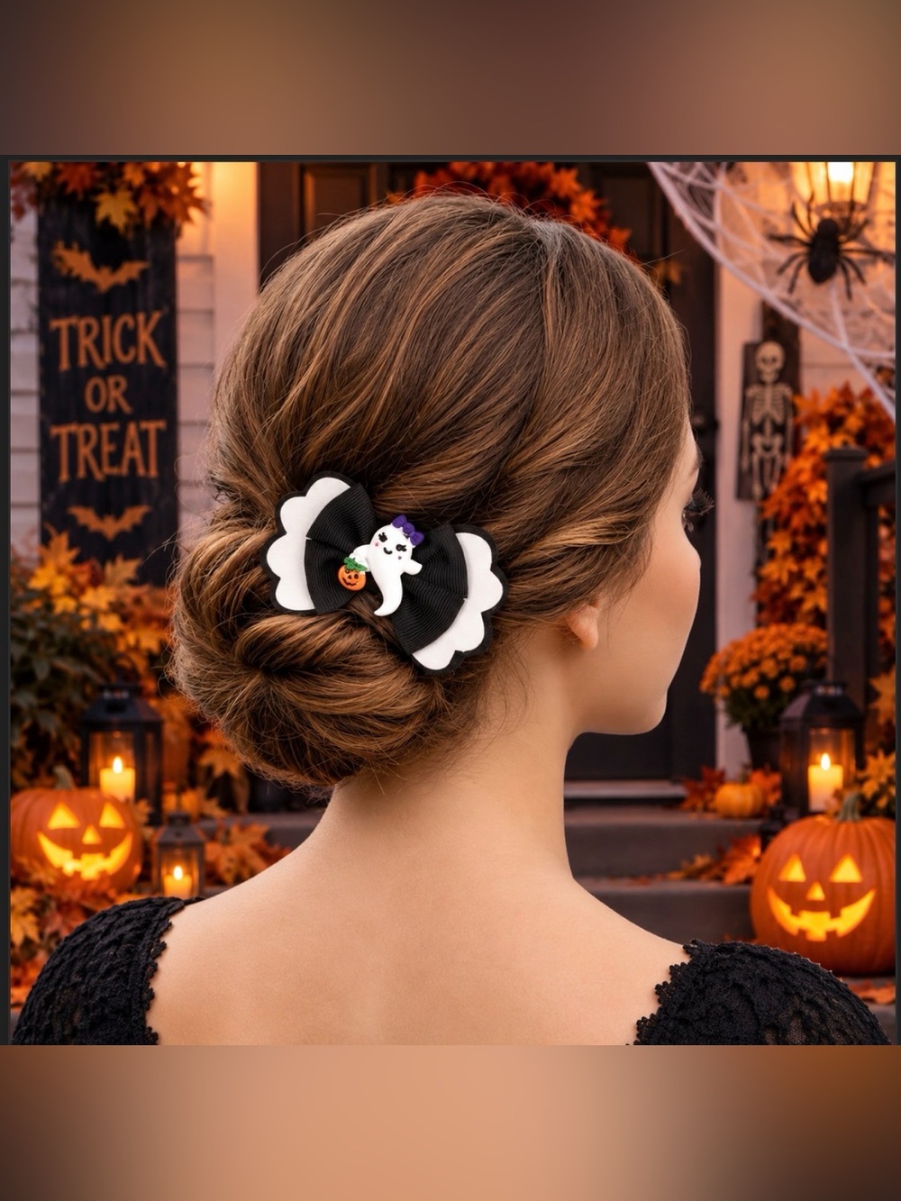 Halloween Ghost Bow Hair Clip - Set of 2